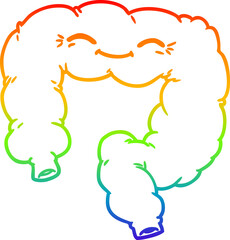 rainbow gradient line drawing of a cartoon happy colon