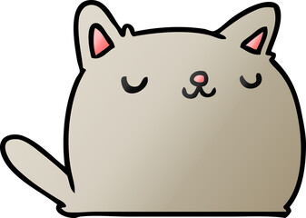 gradient cartoon illustration of cute kawaii cat