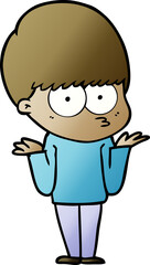 confused cartoon boy shrugging shoulders