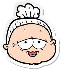 sticker of a cartoon old lady