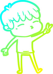 cold gradient line drawing of a cartoon frustrated man