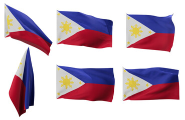 Large pictures of six different positions of the flag of Philippines
