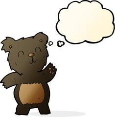cartoon black bear with thought bubble