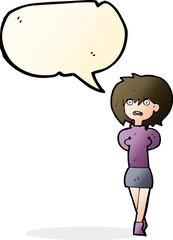 cartoon shocked woman with speech bubble