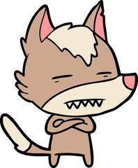 cartoon wolf showing teeth