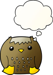 cartoon owl with thought bubble in smooth gradient style