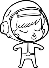cartoon pretty astronaut girl