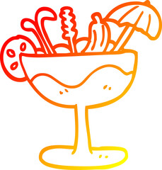 warm gradient line drawing of a cartoon cocktail