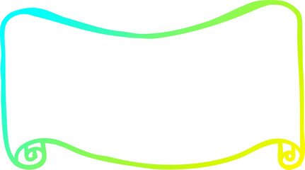 cold gradient line drawing of a cartoon banner