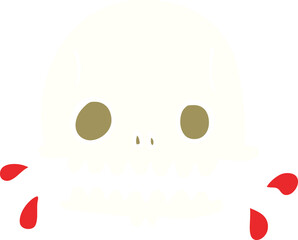 flat color style cartoon spooky skull