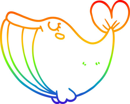 recommend clip art: rainbow gradient line drawing of a cartoon whale