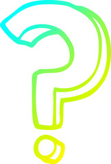cold gradient line drawing of a cartoon question mark