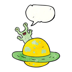 freehand speech bubble textured cartoon alien planet