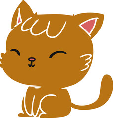 cartoon illustration of cute kawaii cat
