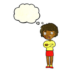 cartoon annoyed woman with thought bubble