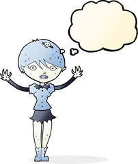 cartoon vampire girl with thought bubble