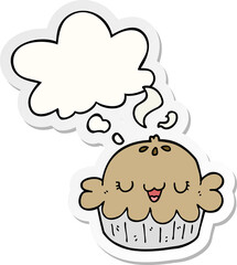 cute cartoon pie with thought bubble as a printed sticker
