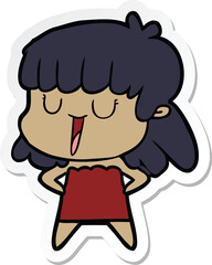 sticker of a cartoon woman laughing