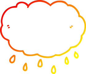 warm gradient line drawing of a cartoon rain cloud
