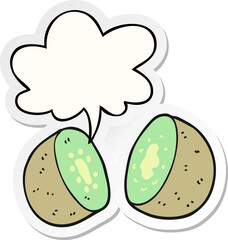 cartoon kiwi with speech bubble sticker