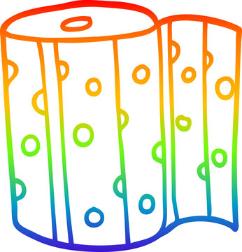rainbow gradient line drawing of a cartoon dotty kitchen roll