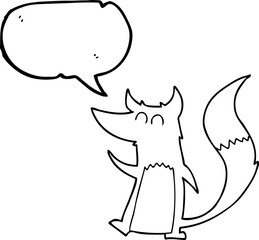 freehand drawn speech bubble cartoon little wolf