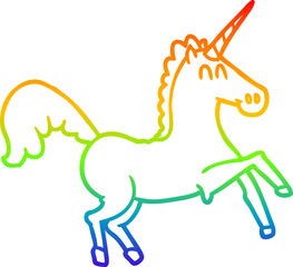 rainbow gradient line drawing of a cartoon unicorn © lineartestpilot