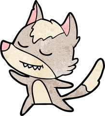 friendly cartoon wolf dancing