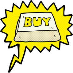 freehand drawn comic book speech bubble cartoon computer key buy symbol