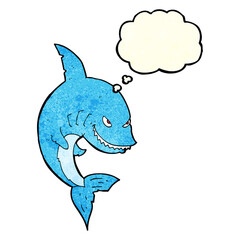 funny cartoon shark with thought bubble