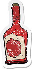 retro distressed sticker of a cartoon bottle of rum