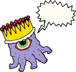 freehand drawn speech bubble cartoon king alien