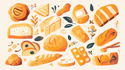 Filipino Bakery Tasty Loaf illustration 2d flat car