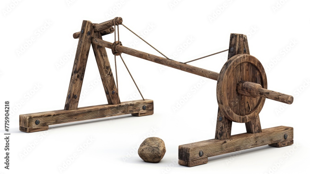Poster A wooden object with a ball in front of it. Suitable for various design projects