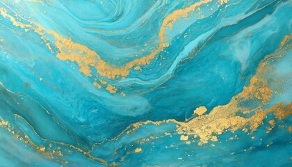 Golden Elegance in Blue Marble: Abstract Art