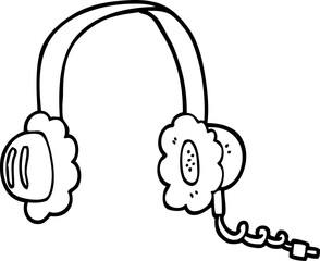 line drawing cartoon music headphones