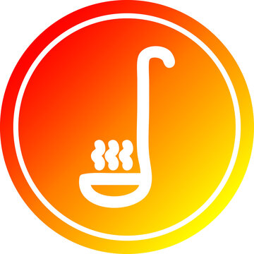 soup ladle circular icon with warm gradient finish