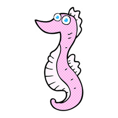 freehand drawn cartoon seahorse