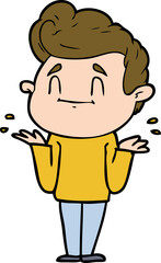 happy cartoon man shrugging