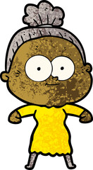 cartoon happy old woman