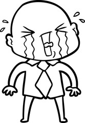 cartoon crying bald man