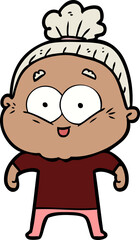 cartoon happy old woman