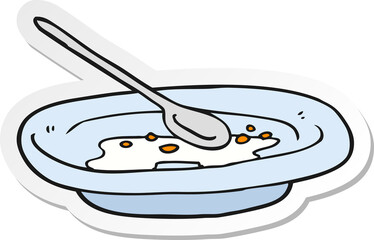 sticker of a cartoon empty cereal bowl