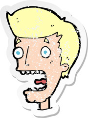retro distressed sticker of a cartoon terrified man