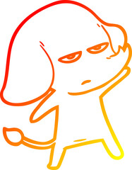 Obraz premium warm gradient line drawing of a annoyed cartoon elephant