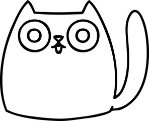 line doodle of a cute cat staring you right in the eye balls