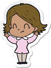 sticker of a cartoon friendly girl