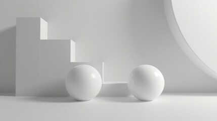 Three white vases on a white surface. Ideal for interior design projects