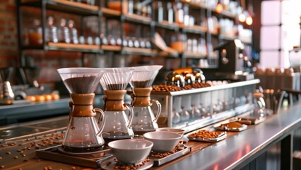 Coffee Shop Counter Filled With Coffee Beans