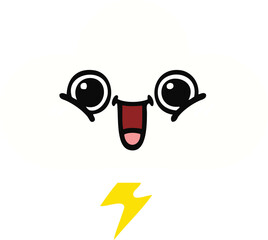 flat color retro cartoon of a storm cloud